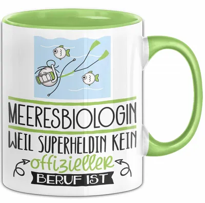 Produktbild von Meeresbiologin Geschenk Tasse Lustiger Spruch Meeresbiologin Weil Superheldin Kein Offizieller Beruf Ist Geschenkidee (Grün)