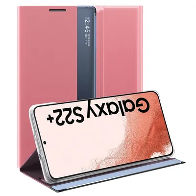 Immagine prodotto di Custodia Samsung Galaxy S22 Plus 5G, Custodia sottile in pelle con finestra e supporto per Galaxy S22 Plus 5G Rosa