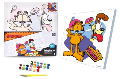 Image de Kit créatif : Peinture par numéros, format 30x30 cm, chevalet, motif Garfield, référence QB913-007