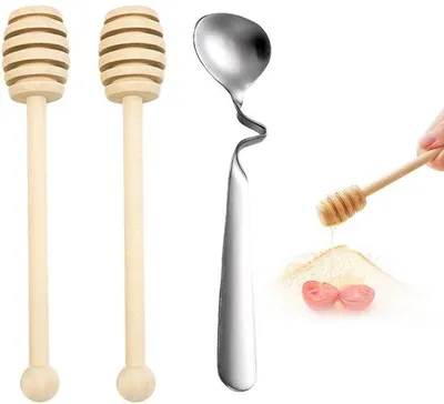 Produktbild von Honiglöffel-Set – Holzene Honiglöffel und Rührlöffel – 2 Stück – Aus nachhaltigem Lotusbaumholz – Ideal für Kaffee und Tee – Spülmaschinenfest