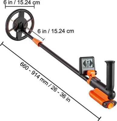 Obrázok produktu pre 6-palcový detektor kovov pre deti, vodotesný, s LCD obrazovkou, nastaviteľná výška 26-36 palcov, ľahká tyč z uhlíkových vlákien, ideálny na hľadanie pokladov pre mládež a tínedžerov