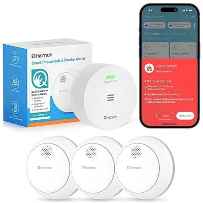 Zdjęcie produktu dla Czujnik dymu inteligentny WIFI 10 lat bateria uchwyt magnetyczny zestaw 3