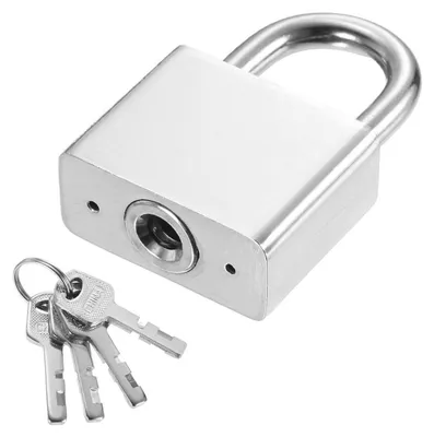 Obrázek produktu pro Zámek visací, vysoká bezpečnost, rozměry 60 x 39,5 mm, materiál: legovaná ocel, barva: stříbrná, 1 kus s 4 klíči