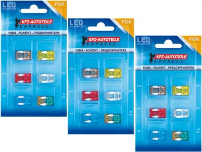 Mini-Flachsicherungen mit LED, 36er Set, 3-30A, 32V