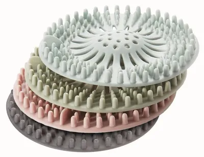 Produktbild von 4er Set Silikon Abflusssieb Haarsieb Dusche 13,3 x 13,3 cm