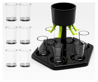 Produktbild von Schnapsspender mit Halter und 6 Schnapsgläsern, Ausgießer für Getränke, ideal für Partys