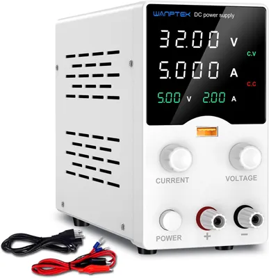 Zdjęcie produktu dla WANPTEK POWER Zasilacz laboratoryjny 30V 5A Zasilacz laboratoryjny z 4-cyfrowym wyświetlaczem LED Regulowany zasilacz impulsowy Pokrętło enkodera Regulowany zasilacz DC