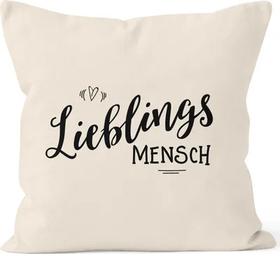 Produktbild von Kissenbezug Lieblingsmensch Geschenk Freundschaft Partner Freundin Moonworks® natur 40cm x 40cm