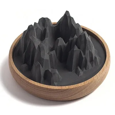 Produktbild von Bergförmiger Diffusor ohne Stromanschluss mit natürlichen Fruchtdüften für eine ruhige Atmosphäre,inkl. 10 ml Duftöl (Schwarz)