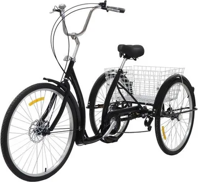 Productafbeelding van Driewieler voor volwassenen - Drie wieler - Comfortabel transport - 6 versnellingen - 26 inch - Zwart