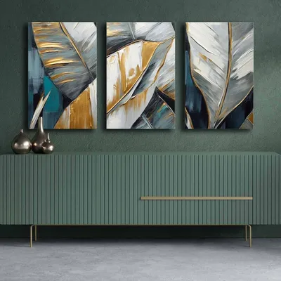 Zdjęcie produktu dla Wallity, 3P4570GSC-013, Dekoracyjny obraz na płótnie (3 sztuki), Wielokolorowy, 100% CANvas, 145 x 70 cm