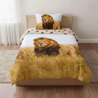Produktbild von Bettwäsche Set Löwe Savanne Safari 2-teilig 135x200cm 100% Baumwolle
