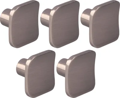 Immagine prodotto di Natural Goods Berlin maniglie per mobili rotonde KONKAV, pomelli per mobili 30x27mm, pomelli per armadi adatti a spessori di ante di 15-22mm, maniglie per armadi da cucina, cassettiere, credenze ecc., aspetto acciaio inox, 5 pezzi