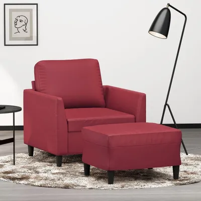 Produktbild von Weinroter Sessel mit Hocker, 60 cm, Kunstleder, 20.95kg