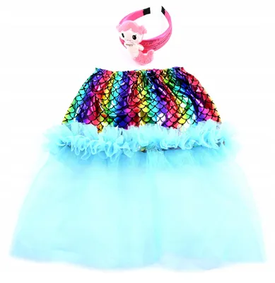 Produktbild von Midex Meerjungfrau Kostüm Set Kinder Rock Stirnband