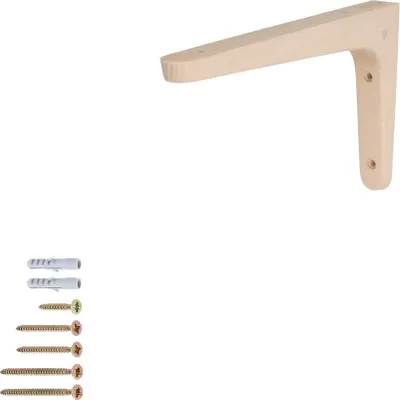 Produktbild von Regalhalter Holzkonsole Buche massiv Holzwinkel Winkelträger Wandkonsole Regalträger 200mm x 125mm