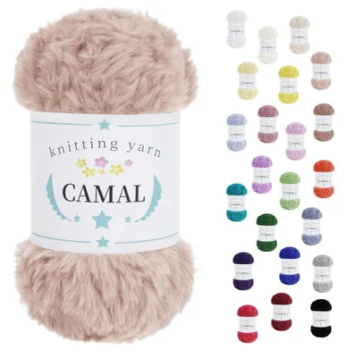 Produktbild von Chenille Wolle für Taschen & Handarbeiten, 100g / 60m, Polyester, Hellbraun