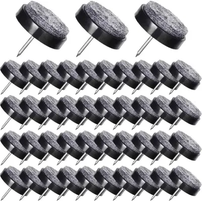 Produktbild von 50 Stuhlgleiter zum Aufnageln, 24 mm, Filzgleiter zum Schutz der Möbelbeine, Schwarz