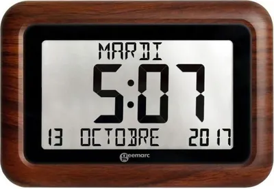 Immagine prodotto di Orologio radiocontrollato Geemarc VISO10 con calendario - Utile per i pazienti affetti da demenza e Alzheimer - LEGNO