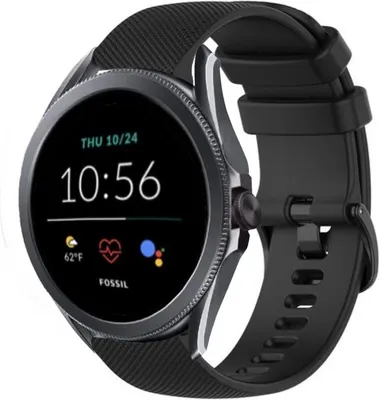 Produktbild von Strap-it Fossil Gen 5e 44mm Luxus-Silikonarmband (Schwarz)
