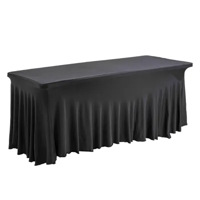 Produktbild von 8-Sitzer Klapptisch und schwarz drapierte Tischdecke Weiß - Oviala