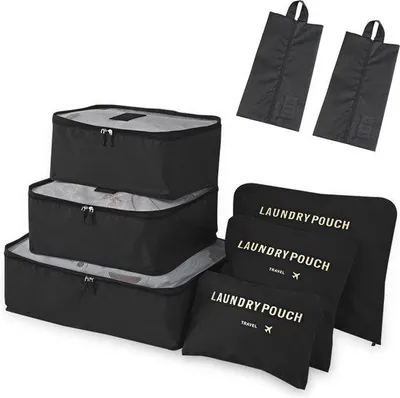 Produktbild von Famanu Kofferorganizer 8-in-1 - Wasserdichte Verpackungswürfel und Schuhbeutel für Reisen
