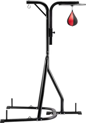 Immagine prodotto di VEVOR 2 in 1 supporto per sacco da boxe porta sacco da boxe in acciaio, supporto per sacco da boxe regolabile in altezza (carico 65 kg) per palestra boxe nero
