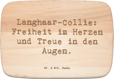 Produktbild von Mr. & Mrs. Panda Frühstücksbrett Spruch Langhaar Collie Treue - Transparent - Geschenk, Holzbrett, Hunderasse, in den Augen, buchenholzbrett, Hunderassen Vielfalt, Hund
