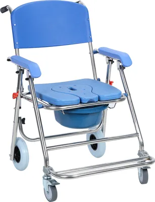 Produktbild von Nachttoilette mit Rädern, klappbarer Duschtoilettenrollstuhl, Duschstuhl für ältere und behinderte Menschen, wasserdichter rollender Toilettenstuhl mit Arm- und Rückenlehne