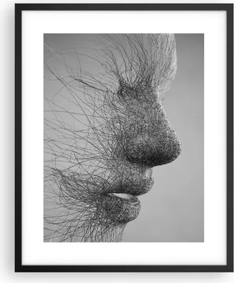 Produktbild von Gerahmtes Poster - Schwarzer Rahmen - Gesicht Grafiken Fäden - 40x50 cm - Wand Bild - Wanddeko - Wandbilder - Kunstposter - Wandposter - Bilderrahmen - Bilder - Kunstdruck - Wandbild - P2BPA40x50-4324