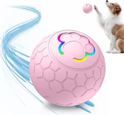 Produktbild von Ball Hund, Hundespielzeug Intelligenz, Interaktives Hunde Ball Spielzeug, Strapazierfähiger Automatisch Rollender Ball für Welpen/Kleine/Mittlere Hunde, USB Wiederaufladba (Rosa)