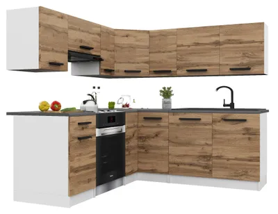 Immagine prodotto di Belini - Angolo cottura moderno ITALIA 6 - Mobili da cucina 360 cm, color oro-marrone - Cucina componibile con pensili, mobili base e piani di lavoro