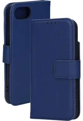 Produktbild von Mobiparts iPhone 16e Hülle Echtes Leder Klapphülle Geldbörse - Blau