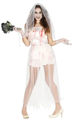 Produktbild von Zombie Braut Blut Geist Kostüm für Damen Gr. M - L, Größe:L