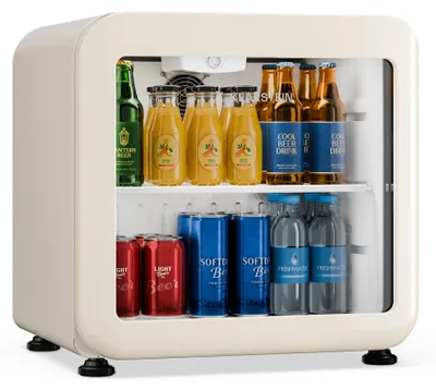 Image de Klarstein Audrey Evo Réfrigérateur à boissons 45 L - Réfrigérateur à boissons avec porte vitrée, éclairage LED, température réglable de 0 à 10 °C, fonctionnement silencieux