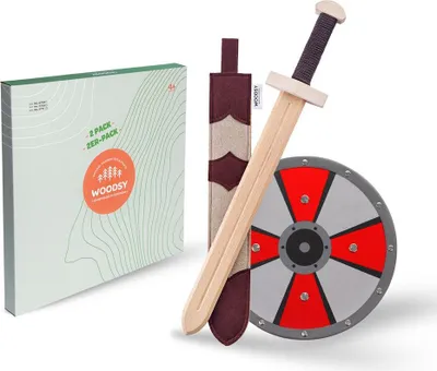 Produktbild von Woodsy Holzspielzeug Schwert mit Halter und Schild - Ritterset aus Buchenholz