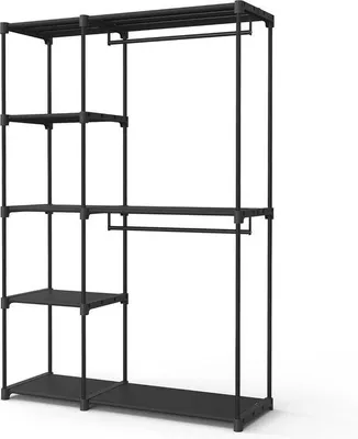 Produktbild von Famanu Kleiderständer Freistehender Kleiderschrank mit Kleiderstangen - Schwarz