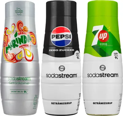 Produktbild von Sodastream Sirup Set Pepsi Max Mirinda 7UP zuckerfrei 3x440ml Konzentrat