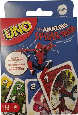 Immagine prodotto di UNO The Amazing Spider-Man, gioco di carte con 112 carte, istruzioni di gioco, 2-10 giocatori, per bambini, ragazzi, adulti, Marvel, Mattel Games HXY08