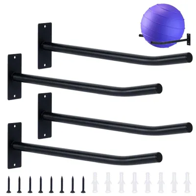 Image de Solidchoice - Lot de 4 supports muraux pour ballons de fitness - Noir, en fer, pour ballons de yoga