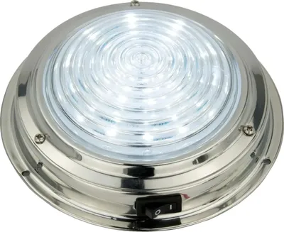 Zdjęcie produktu dla Lampa kopułkowa LED, 12 V, 54 lumeny, 18 diod LED, średnica 5,5 cala, przezroczysta szklana soczewka