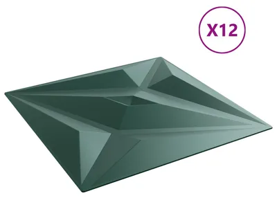Image de Panneaux muraux VidaXL « Étoile », lot de 12, vert, 50 x 50 cm, mousse XPS
