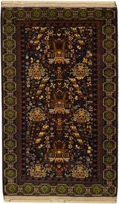 Produktbild von Belutsch Orientteppich handgeknüpft Wolle mit Fransen 101x205 cm Florhöhe 7 mm