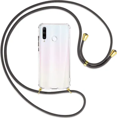 Produktbild von Handykette Backcover-Schutzhülle mit Band (Metall goldfarben) für Huawei P30 Lite - dunkelgrau