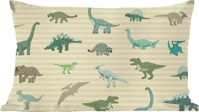 Produktbild von MuchoWow® Zierkissen Sofakissen Wohnzimmer Dekokissen 60x40 cm Dinosaurier - Braun - Grün - Jungen - Mädchen - Kinder - Kopfkissen - Polster mit Foto