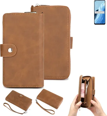 Produktbild von K-S-Trade Handyhülle Schutzhülle kompatibel mit Oppo Reno7 A 5G & Portemonnee Tasche Handytasche Case Etui Geldbörse Wallet braun (1x)