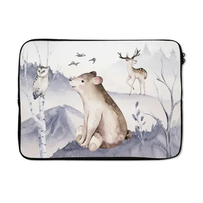 Produktbild von MuchoWow® Laptop Hülle 14 ZollWinter - Schnee - Tiere Laptoptasche - Laptoptasche - Stoßsicher - Schutzhaube