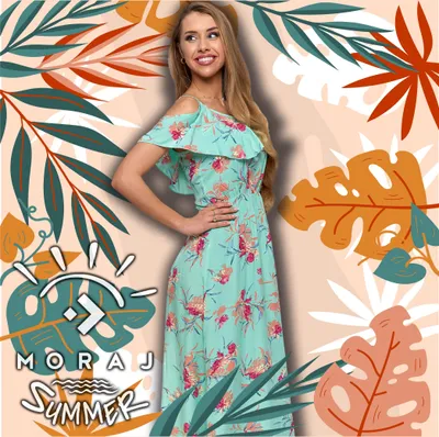 Obrázek produktu pro MORAJ Dámské letní šaty Plážové viskózové květinové maxi šaty Boho Casual - Mint Floral - L