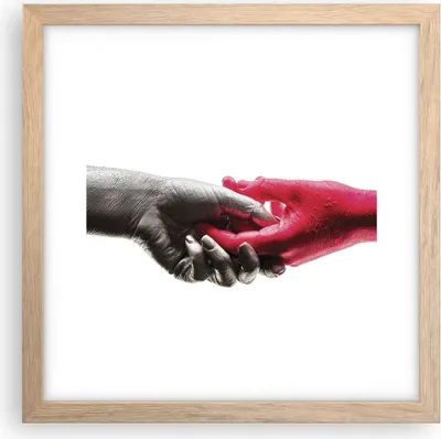 Produktbild von Gerahmtes Poster - Rahmen in heller Eiche - Hilfe Hände Symbol - 30x30 cm - Wand Bild - Wanddeko - Wandbilder - Kunstposter - Wandposter - Bilderrahmen - Bilder - Kunstdruck - P2NAC30x30-4483