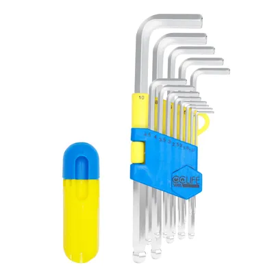 Immagine prodotto di Set di chiavi esagonali CCLIFE HEX con impugnatura, 13 pezzi con estremità sferica, da 1,27 a 10 mm, set di chiavi a Esagono Cr-V, set di chiavi angolari